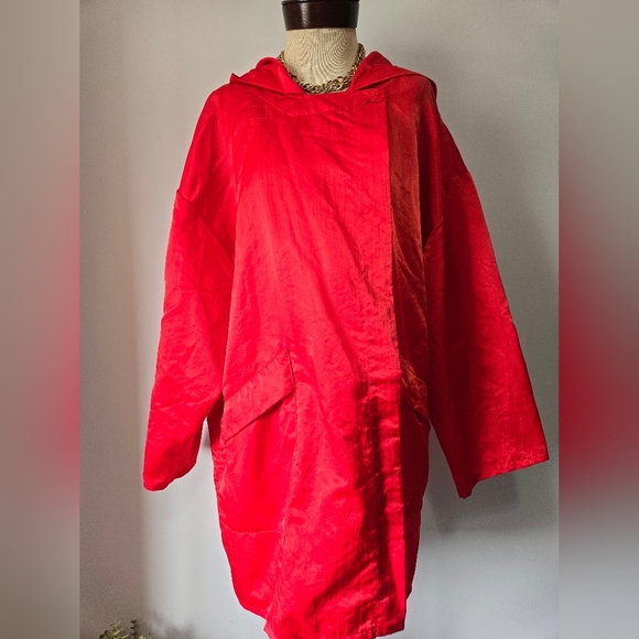 Linda Lundstrom LaParka Vintage Red Hooded Oversized Packable Jacket. Size S - Picture 1 of 12
